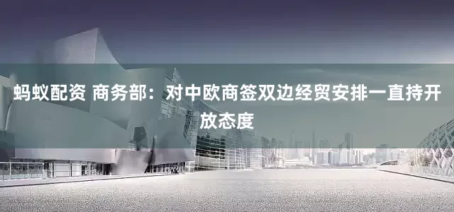 蚂蚁配资 商务部：对中欧商签双边经贸安排一直持开放态度